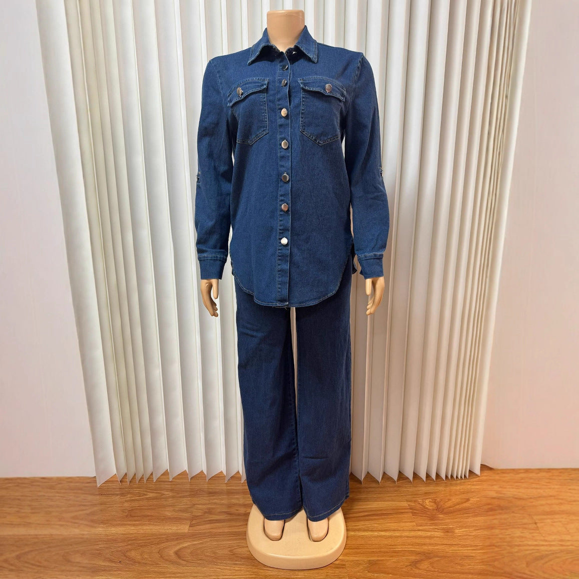 Cardigan long-sleeved top straight-leg trousers