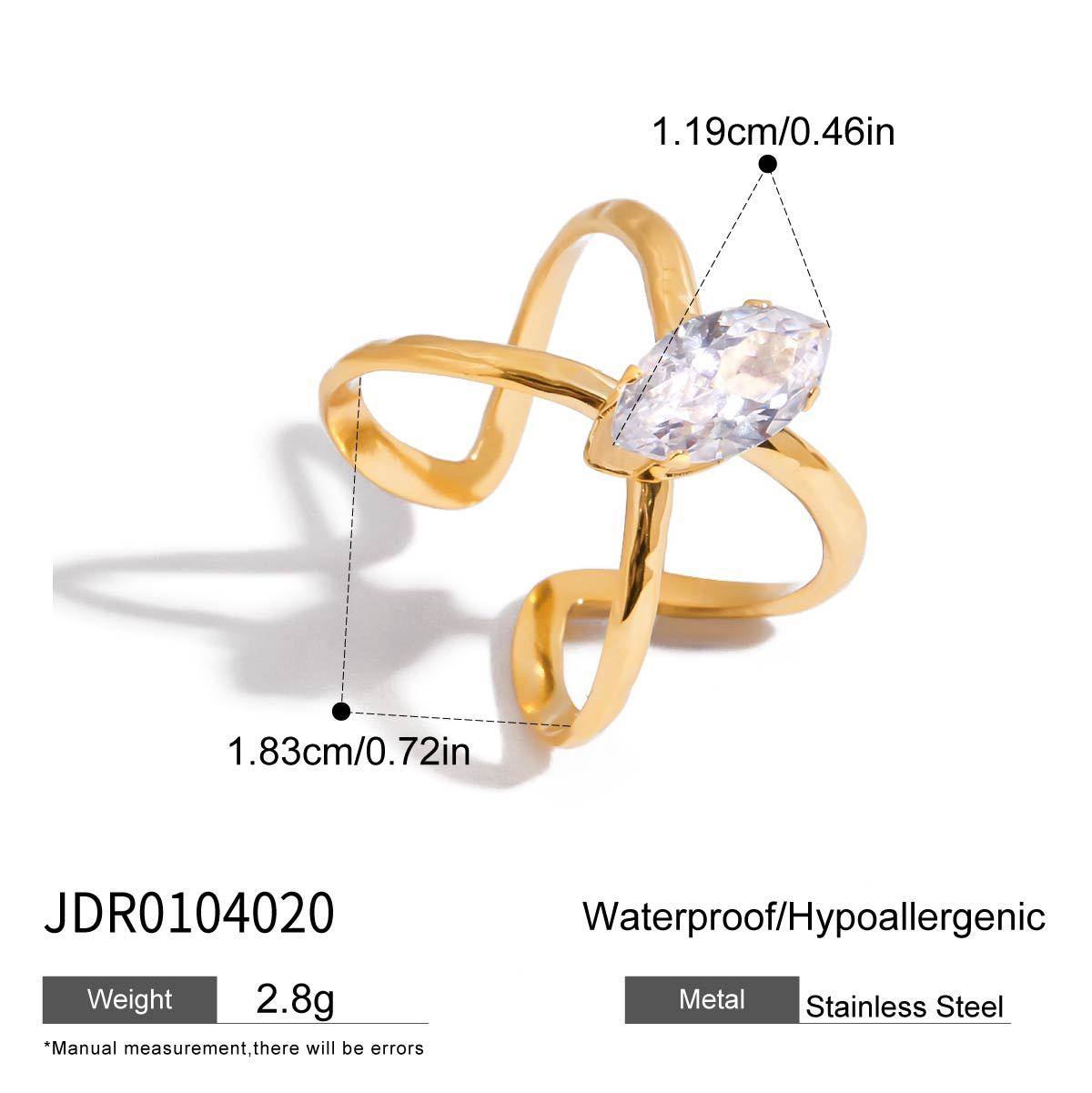 Stainless Steel Zircon Geometric Ring