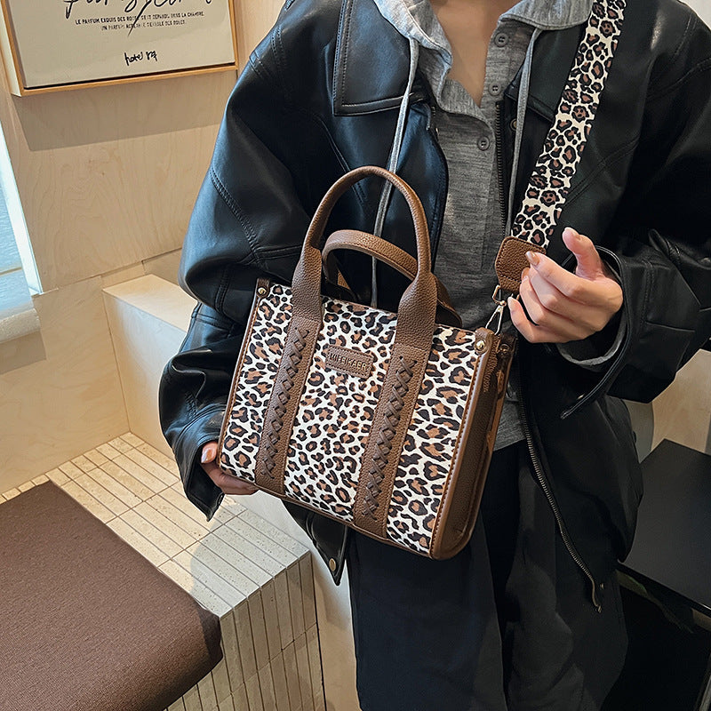 Retro Leopard Print Large Capacity Tote Bag