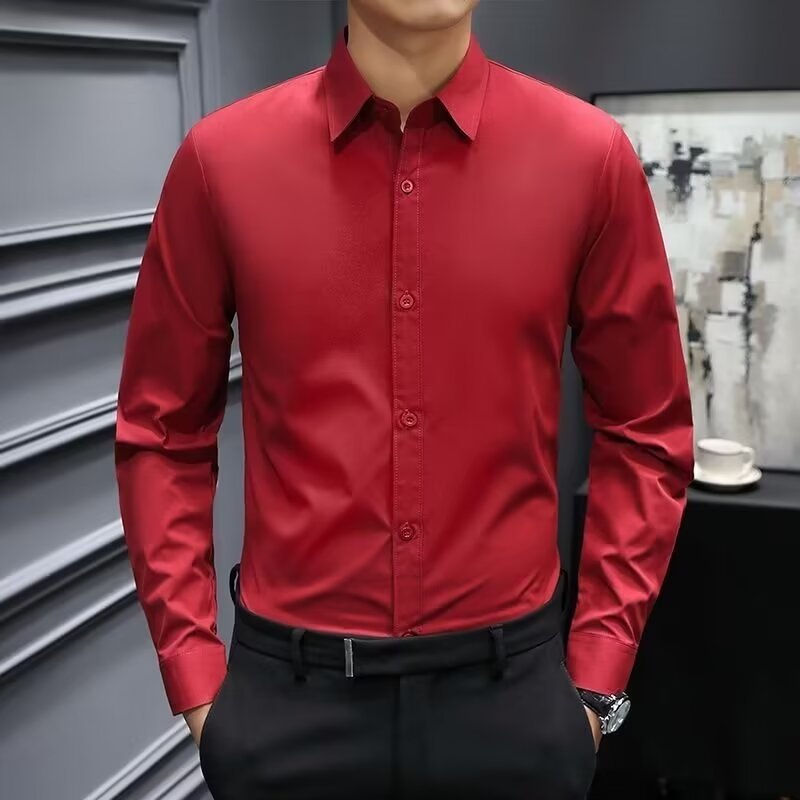 Men's long-sleeved formal dress shirt