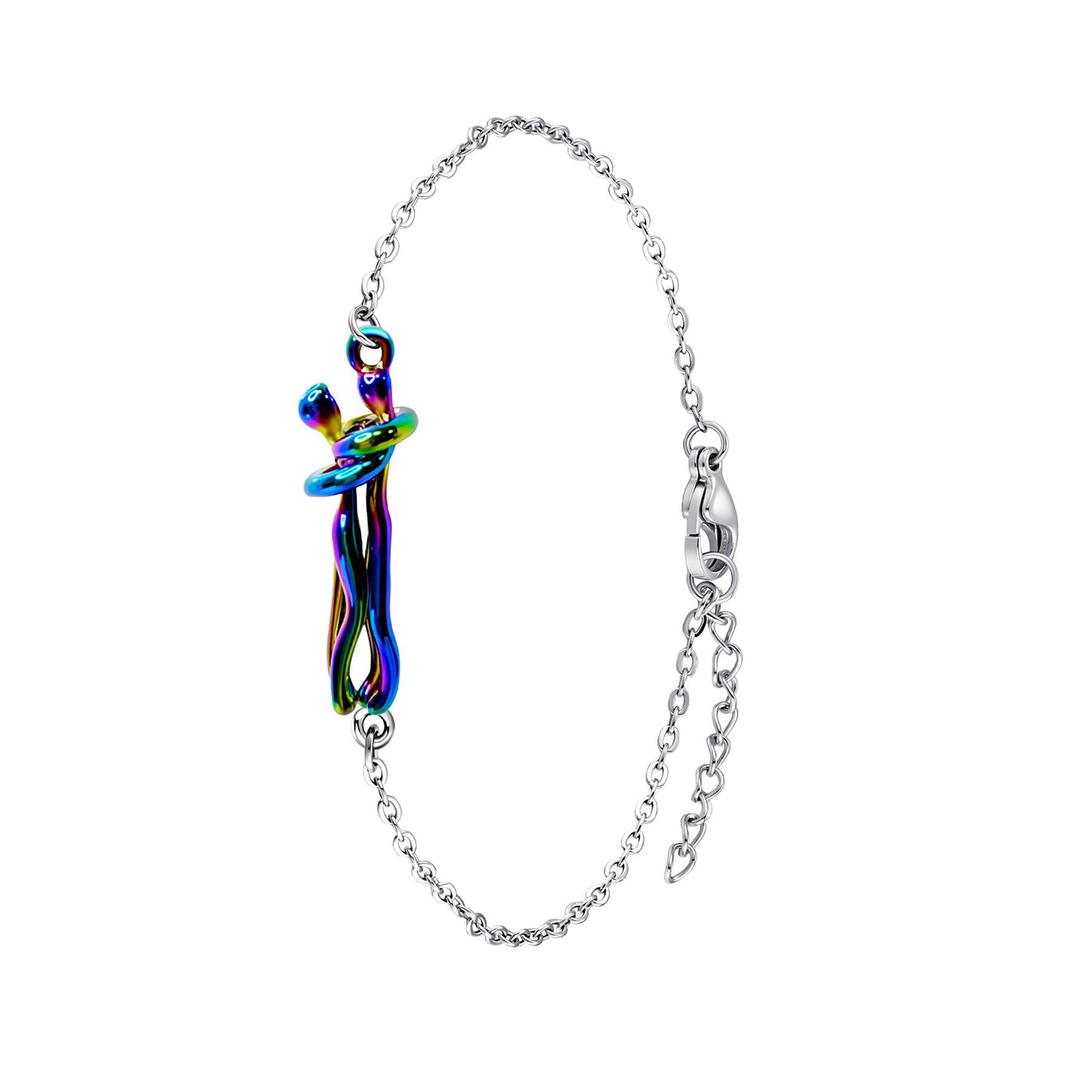 Couple Hug Pendant Necklace in Gold Silver Rose Gold Black