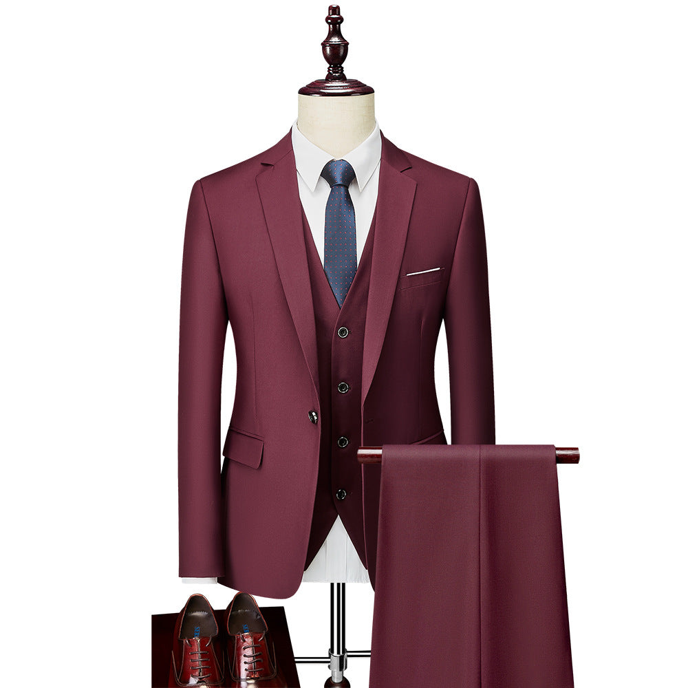 Men's Business Casual Suit Three-Piece Set