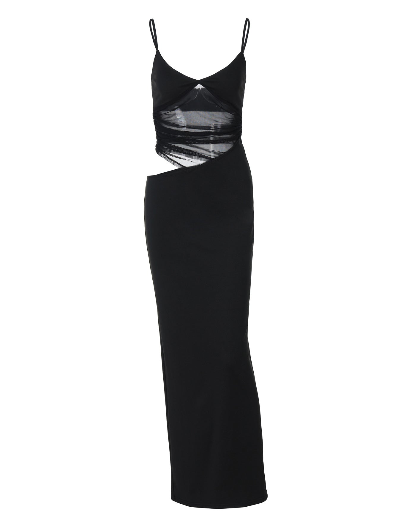 Women's Spliced Mesh Slit Slip Dress