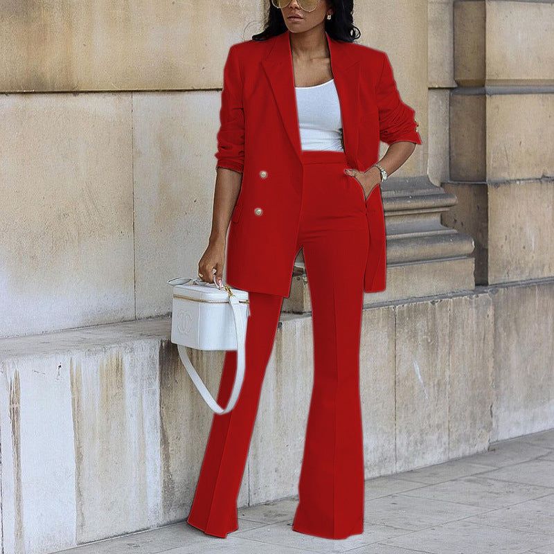 Casual Women's Suit Set with Wide-Leg Pants