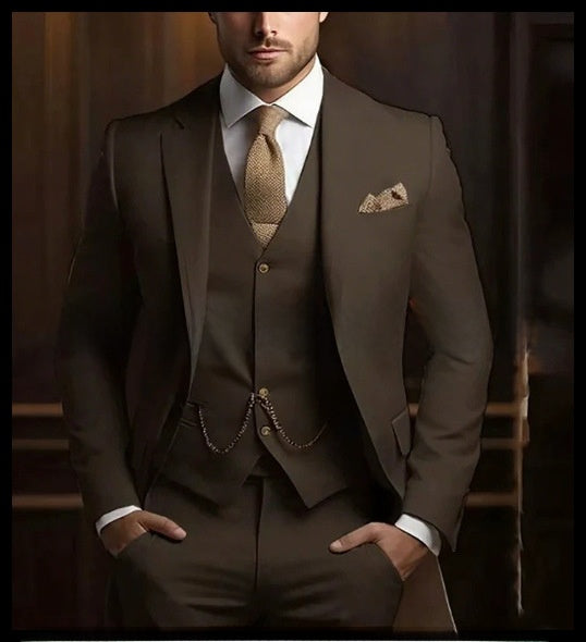 Slim Fit Men's Suit Three-Piece Set