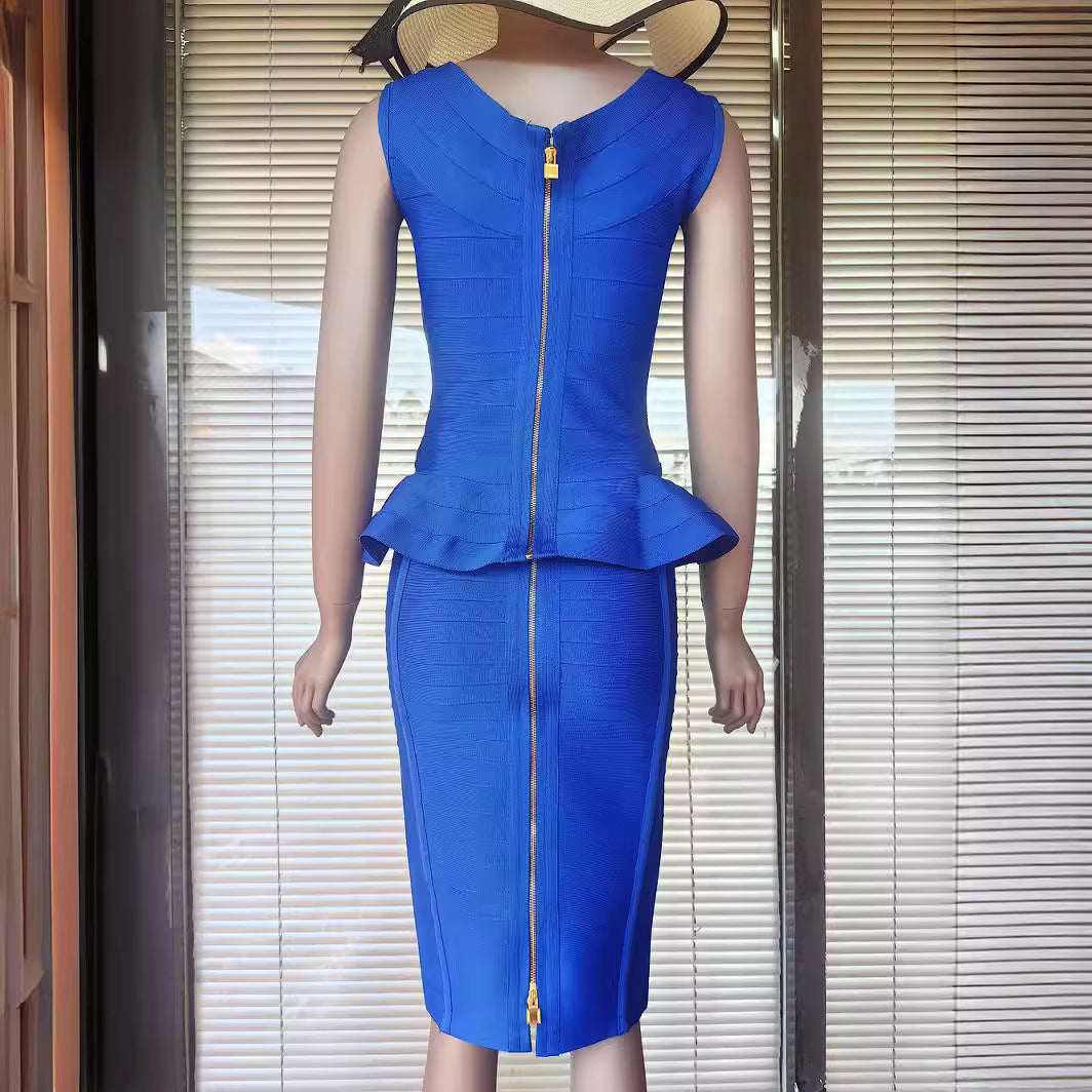 Elegant Knitted Bandage Skirt Set