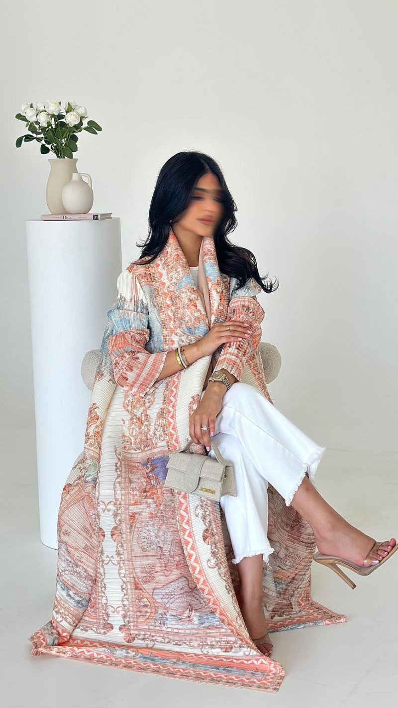 Ruffled long robe dress