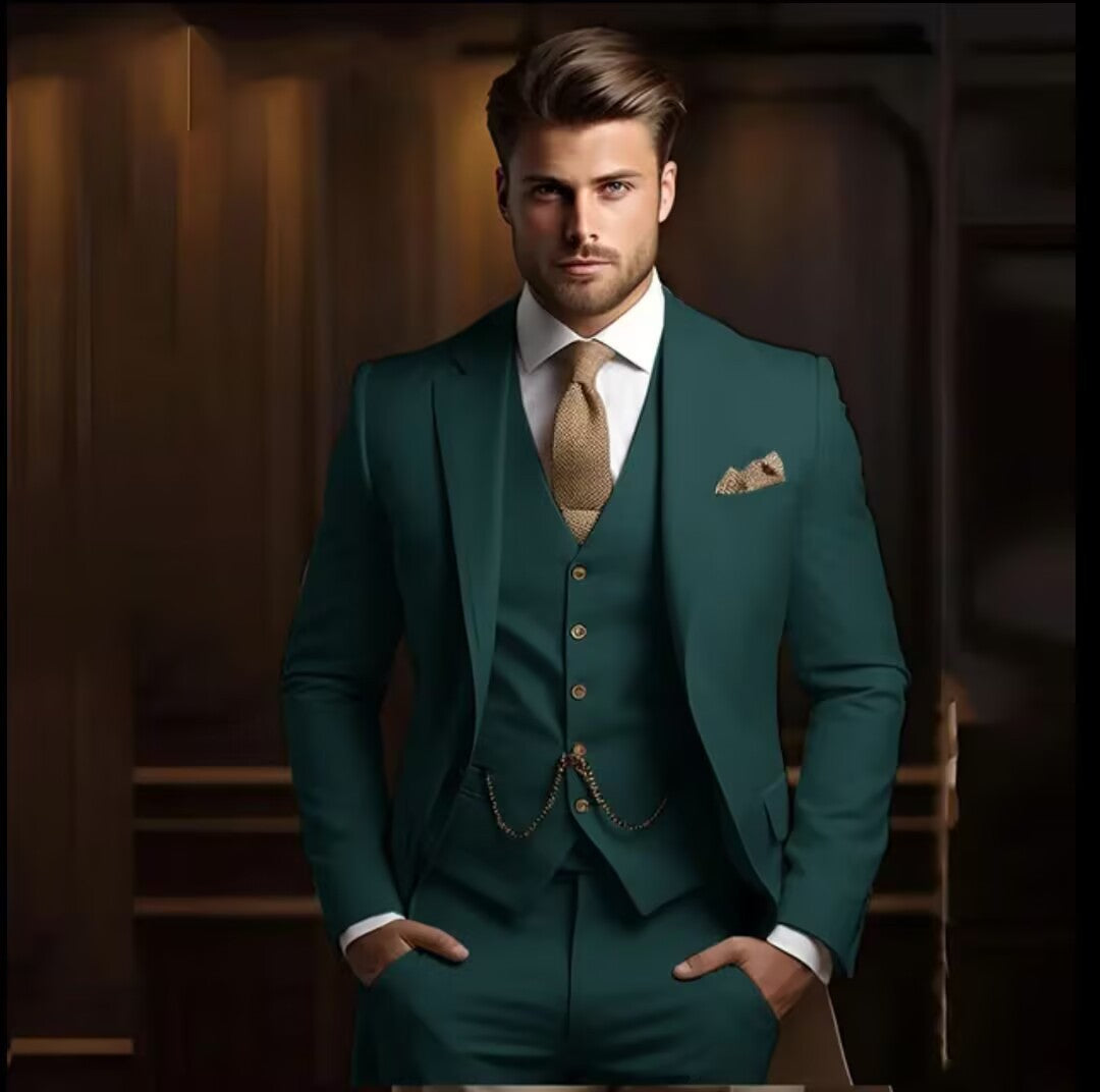 Three-Piece Men's Suit for Formal Occasions