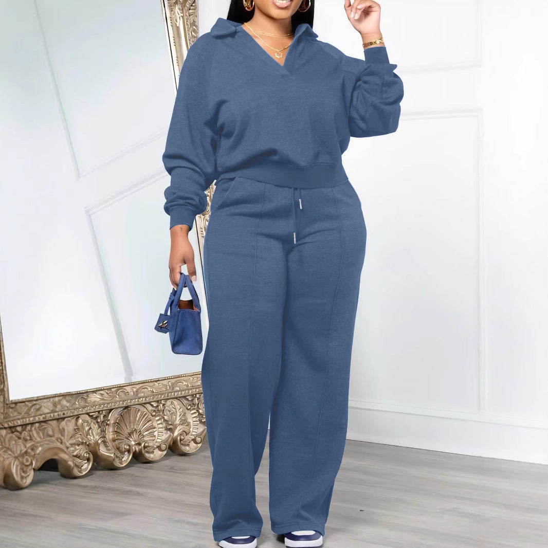 Women Casual Solid Color Tracksuit Set