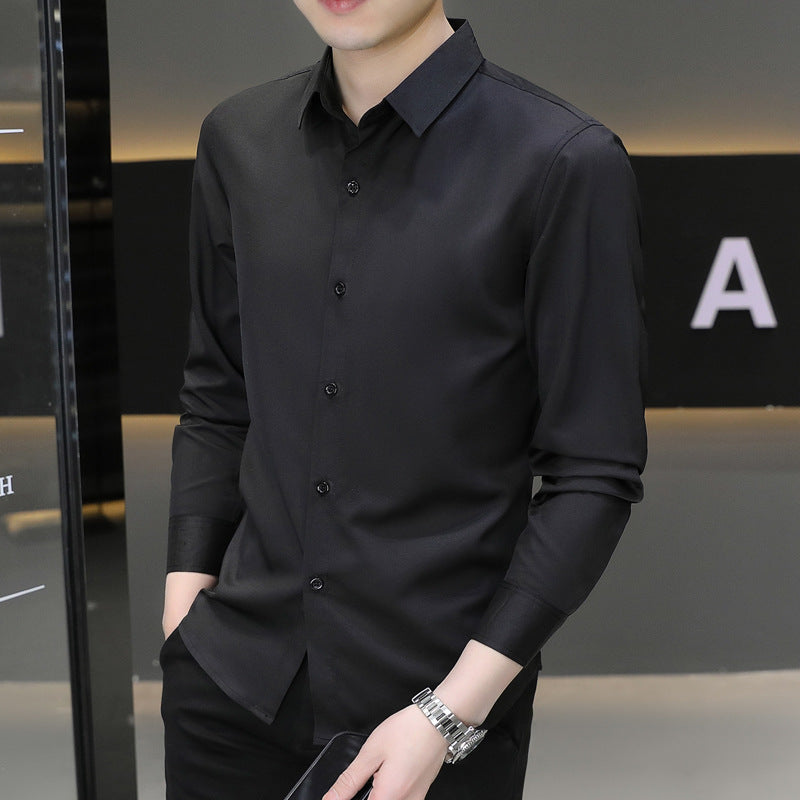 Men's Summer Ice Silk Anti-Wrinkle Long Sleeve Shirt