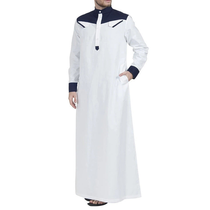 Men's Middle Eastern Ethnic Robe with Color Block Design