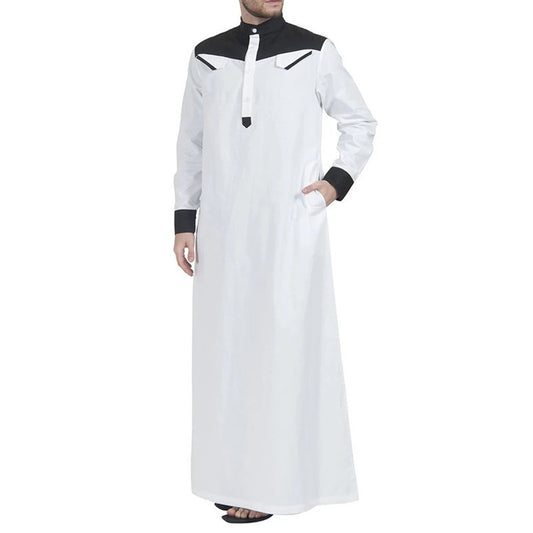 Men's Middle Eastern Ethnic Robe with Color Block Design