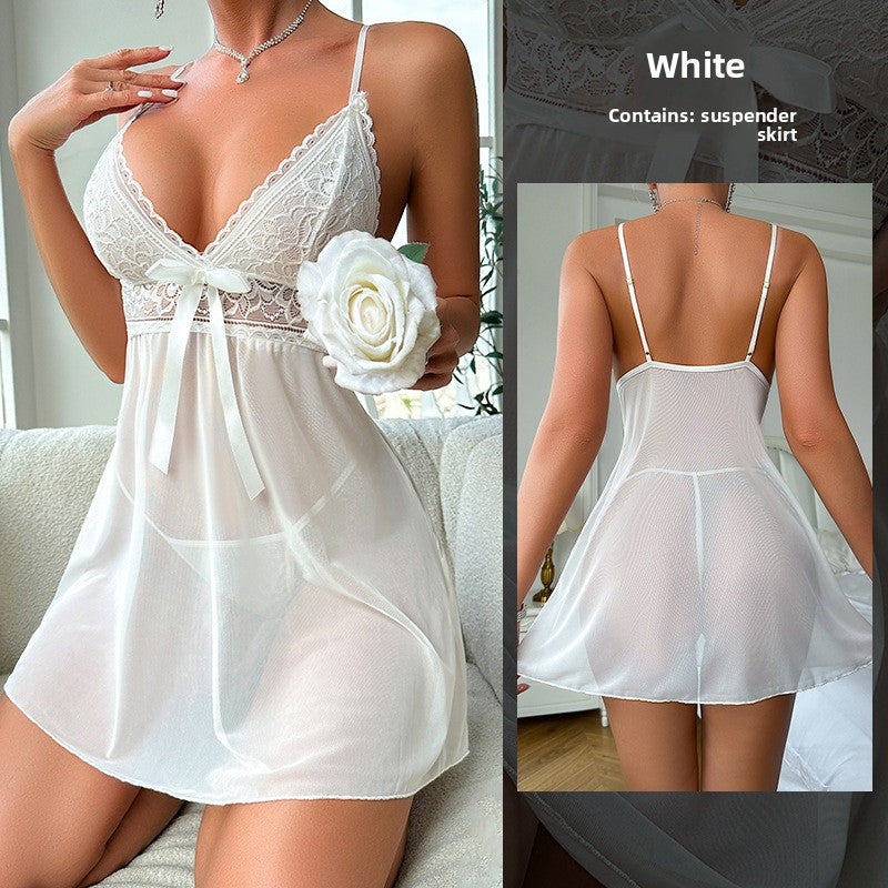 Sexy net-sheer see-through nightgown for women