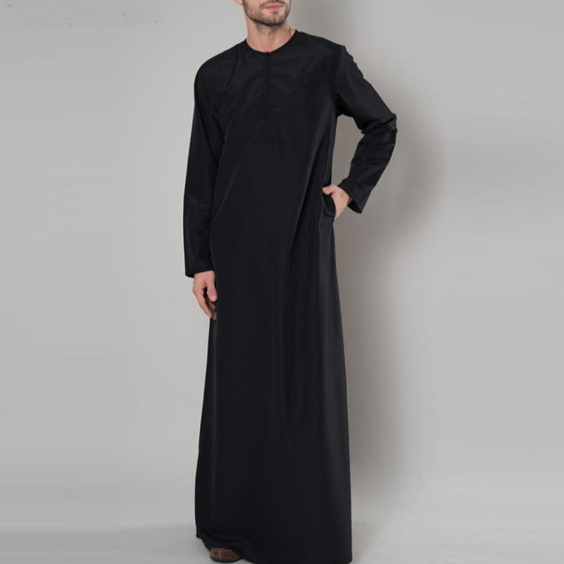 Men's Loose Cotton Robe with Zipper