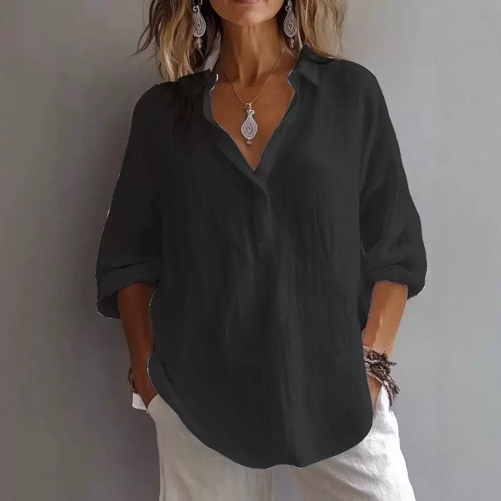 Relaxed and loose long-sleeved shirt