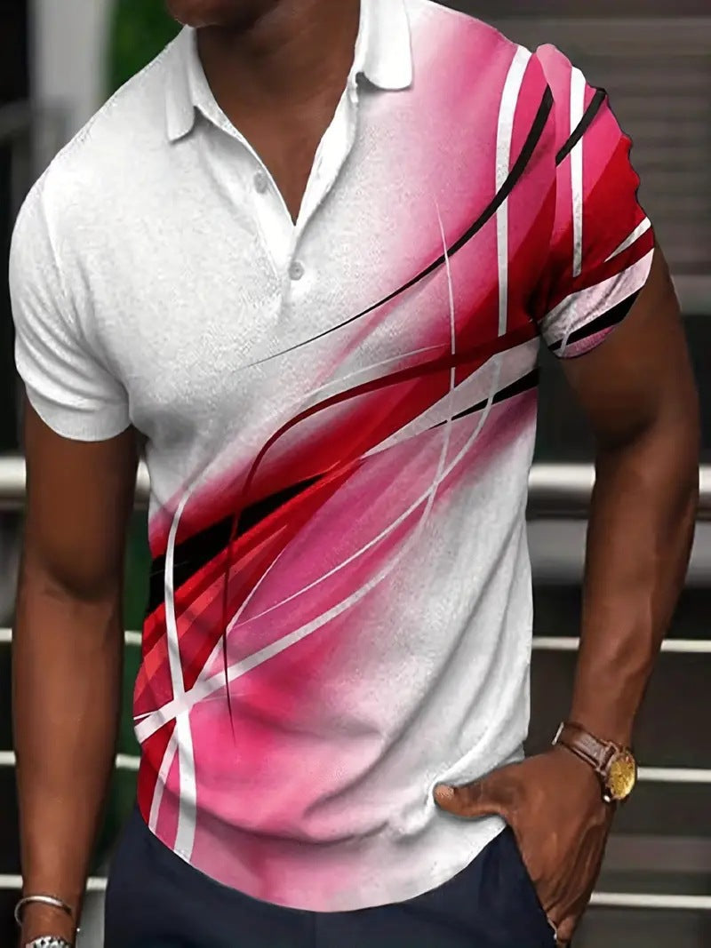 Printed buttoned short-sleeved shirt