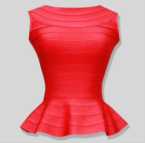 Elegant Sleeveless Fishtail Ruffled Bandage Top for Women