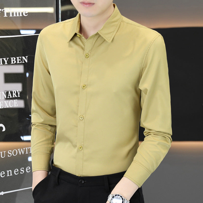 Men's Summer Ice Silk Anti-Wrinkle Long Sleeve Shirt