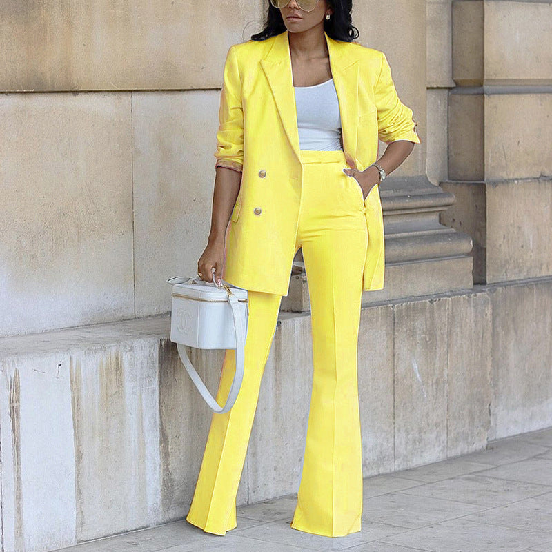 Casual Women's Suit Set with Wide-Leg Pants