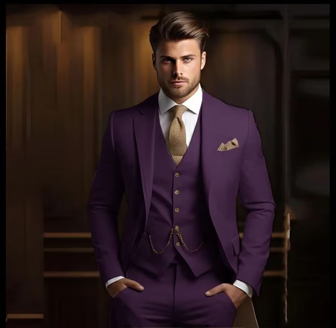 Three-Piece Men's Suit for Formal Occasions
