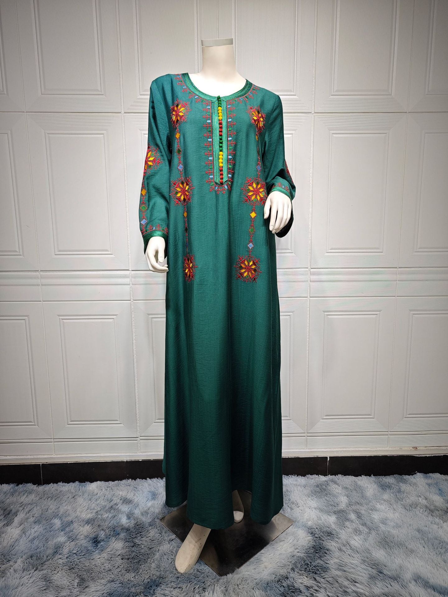 Embroidered Muslim Abaya Dress