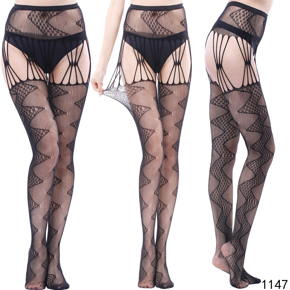 Elastic Fishnet Stockings with Garter