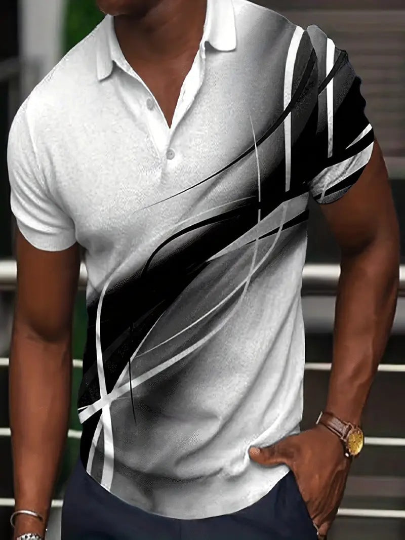 Printed buttoned short-sleeved shirt