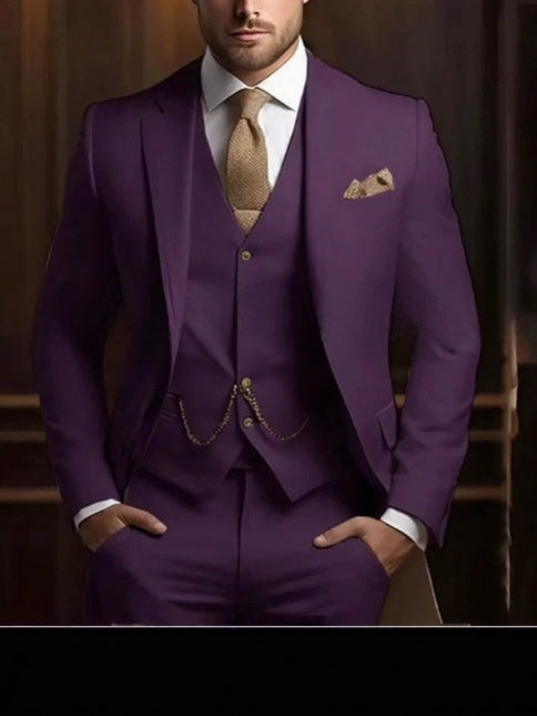 Slim Fit Men's Suit Three-Piece Set