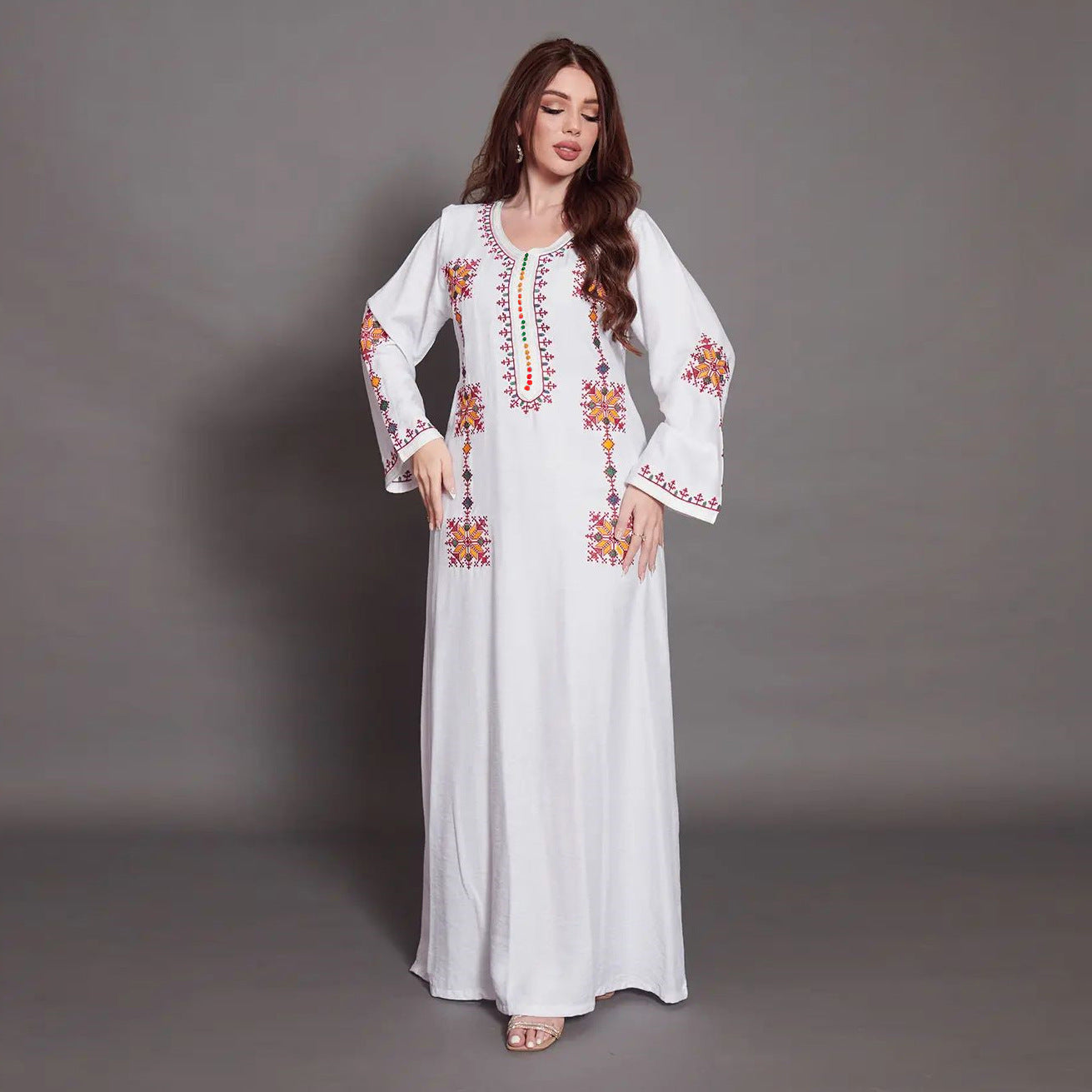 Embroidered Muslim Abaya Dress