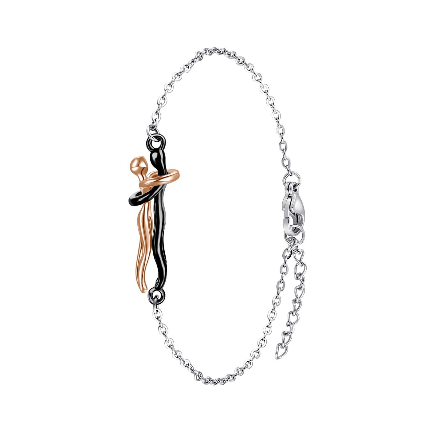 Couple Hug Pendant Necklace in Gold Silver Rose Gold Black