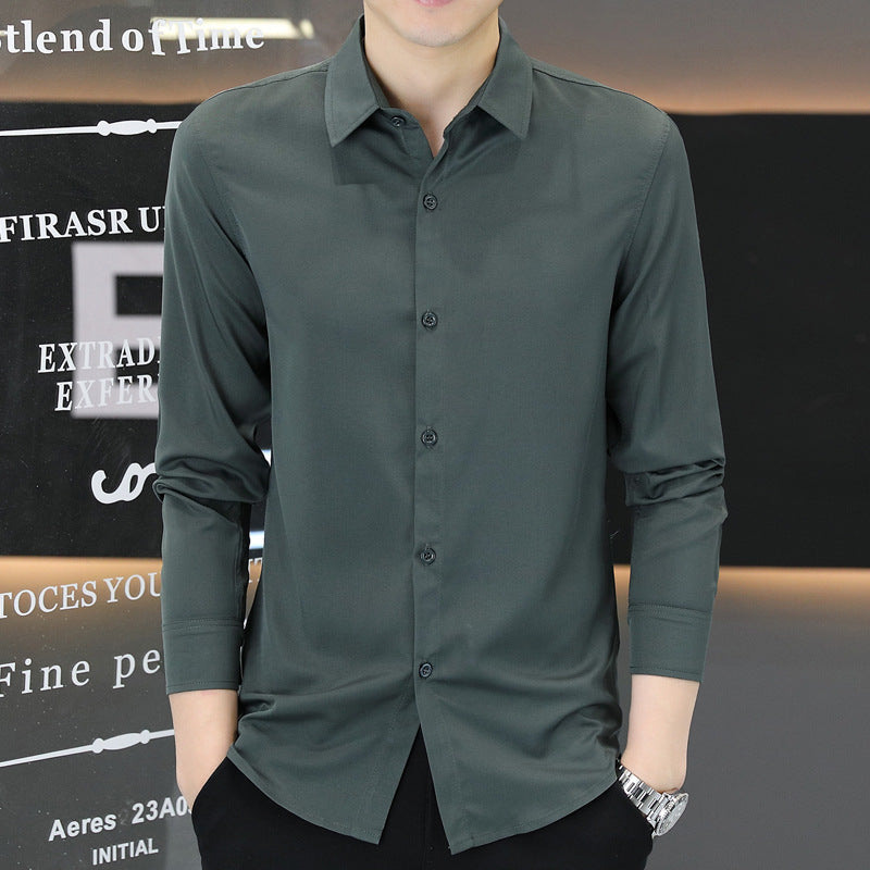 Men's Summer Ice Silk Anti-Wrinkle Long Sleeve Shirt