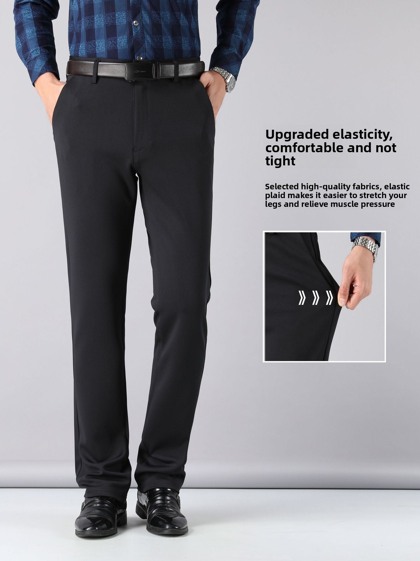 Men's straight-leg suit pants
