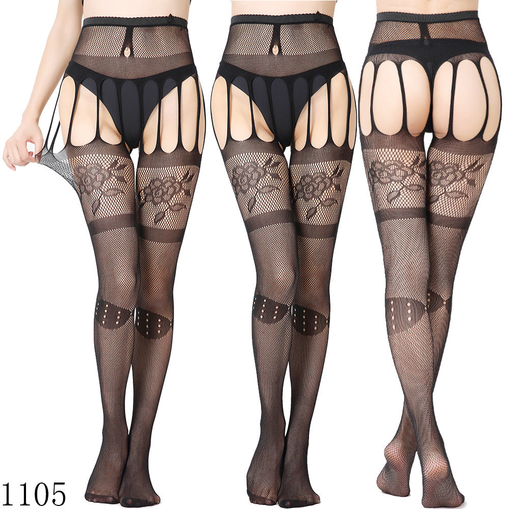 Elastic Fishnet Stockings with Garter