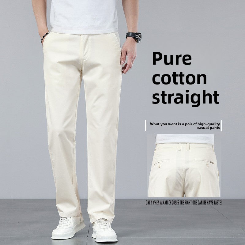 Pure cotton casual straight-leg pants