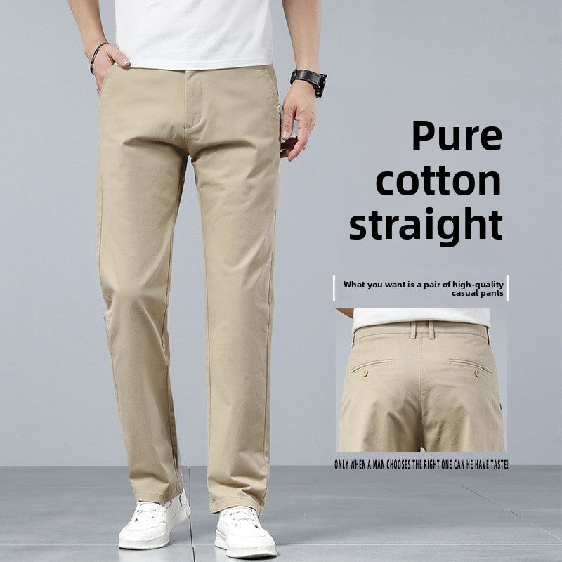 Pure cotton casual straight-leg pants