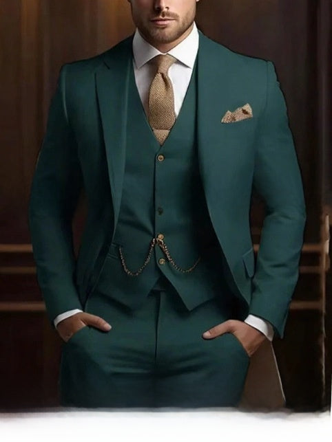Slim Fit Men's Suit Three-Piece Set