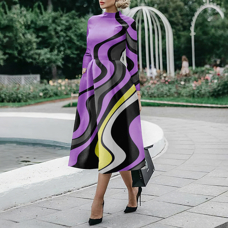 Long Sleeve V-Neck A-Line Maxi Dress for Women