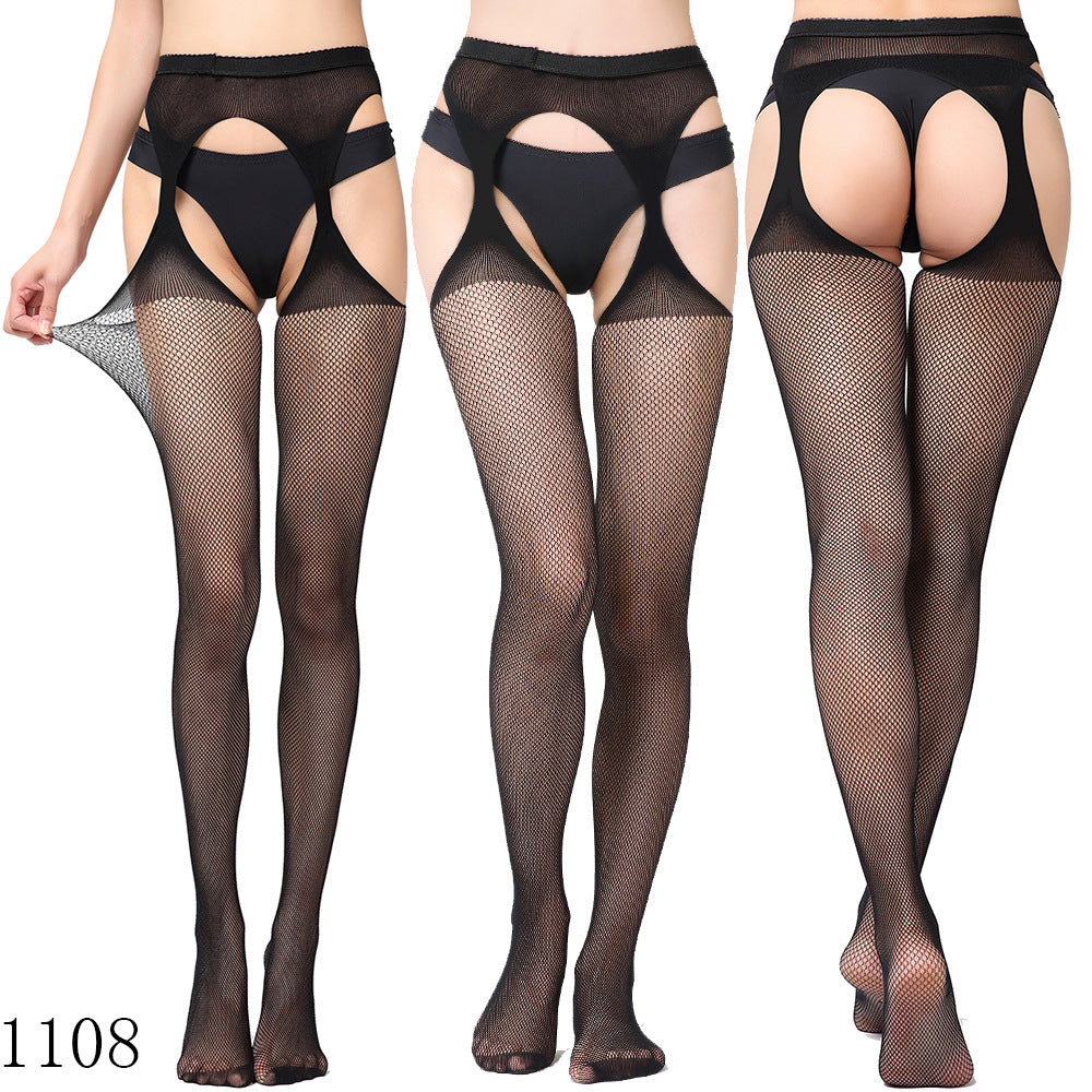 Elastic Fishnet Stockings with Garter