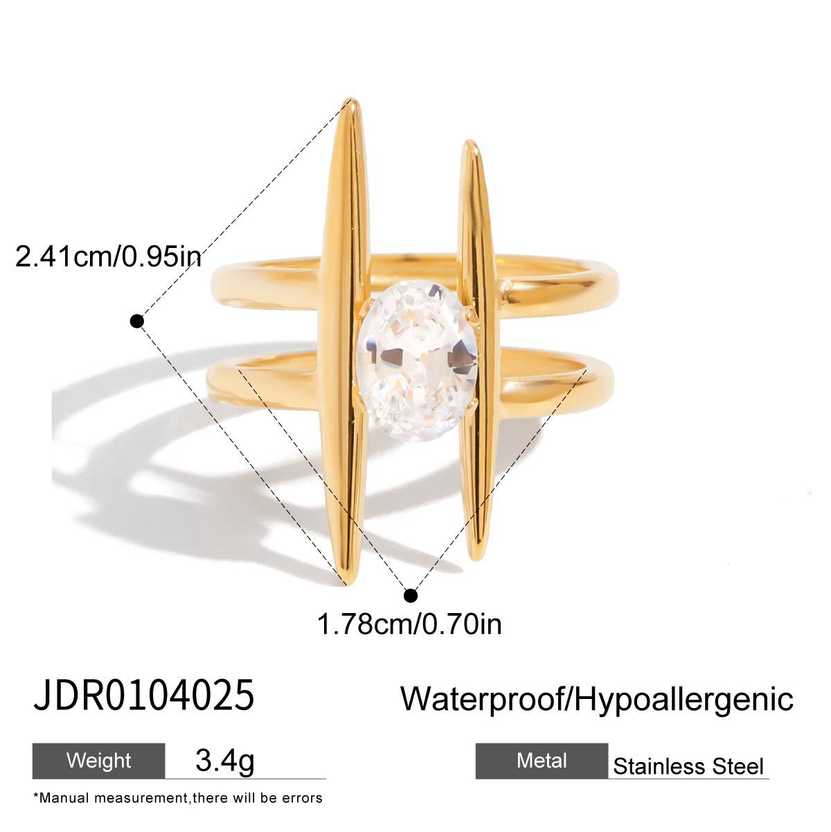 Stainless Steel Zircon Geometric Ring