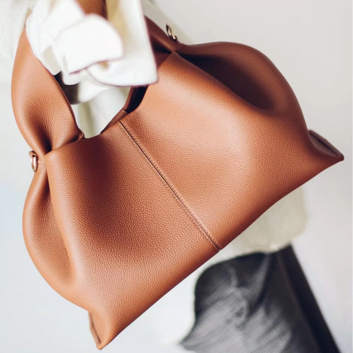 Leather cloud bag, crossbody dumpling bag