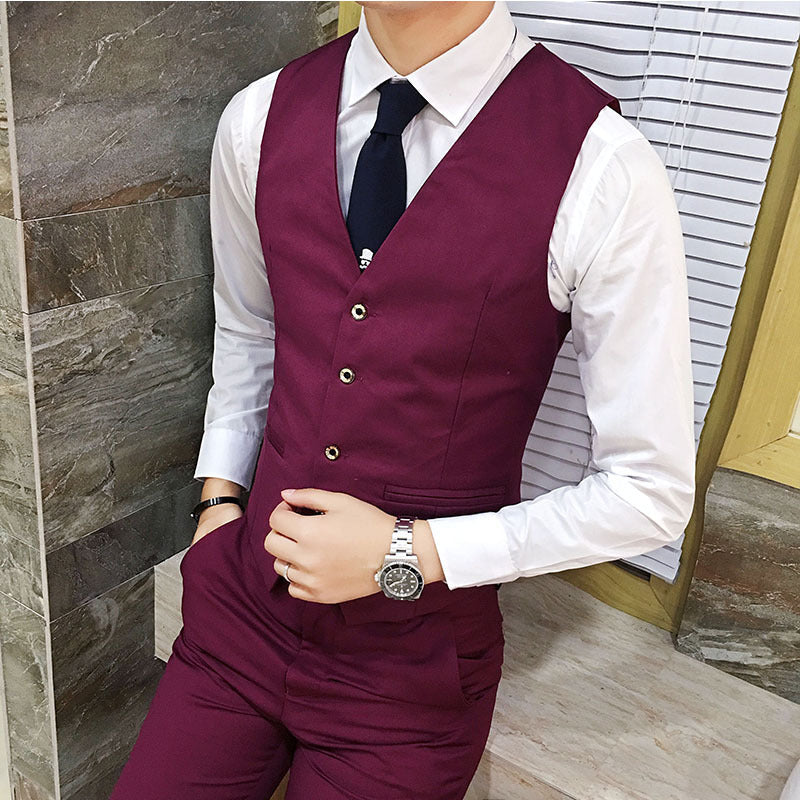 Men's Slim Fit Business Vest, Formal Sleeveless Waistcoat