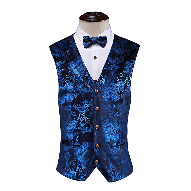 Gold-embossed casual formal vest waistcoat