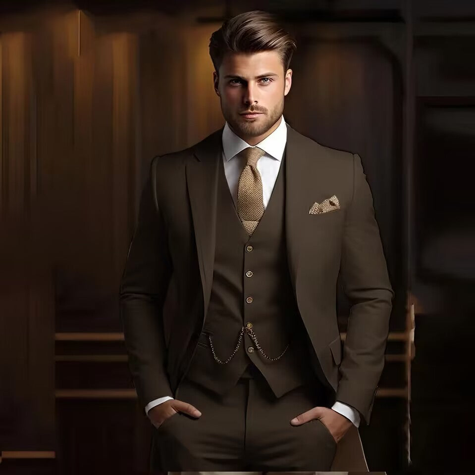 Three-Piece Men's Suit for Formal Occasions