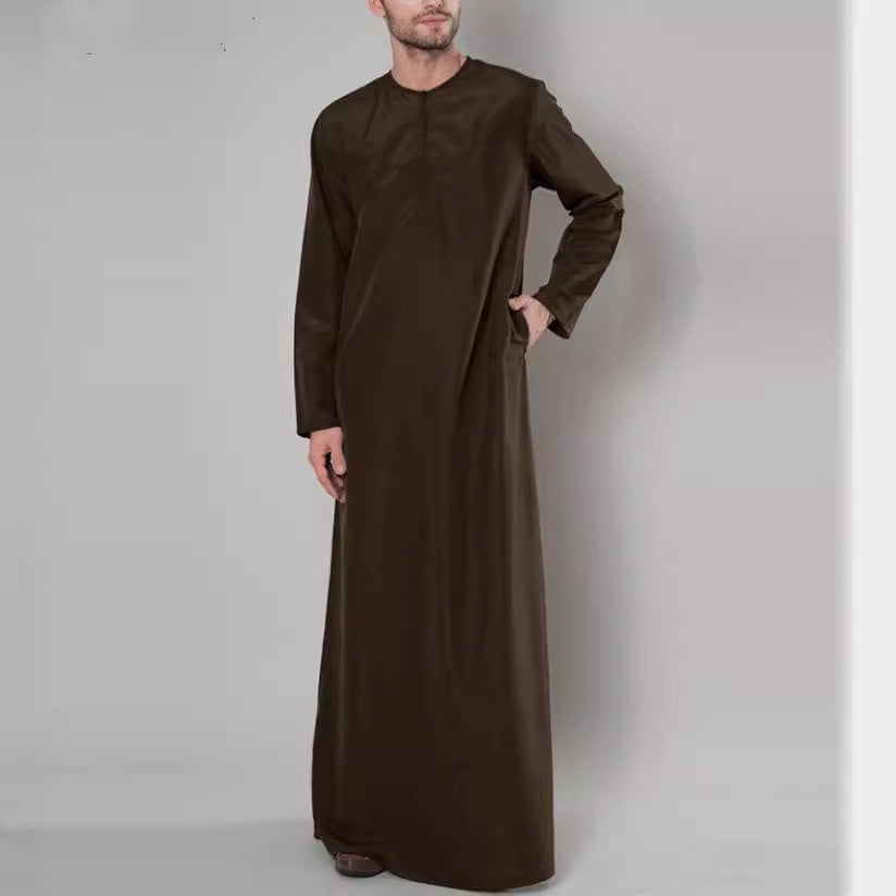 Men's Loose Cotton Robe with Zipper