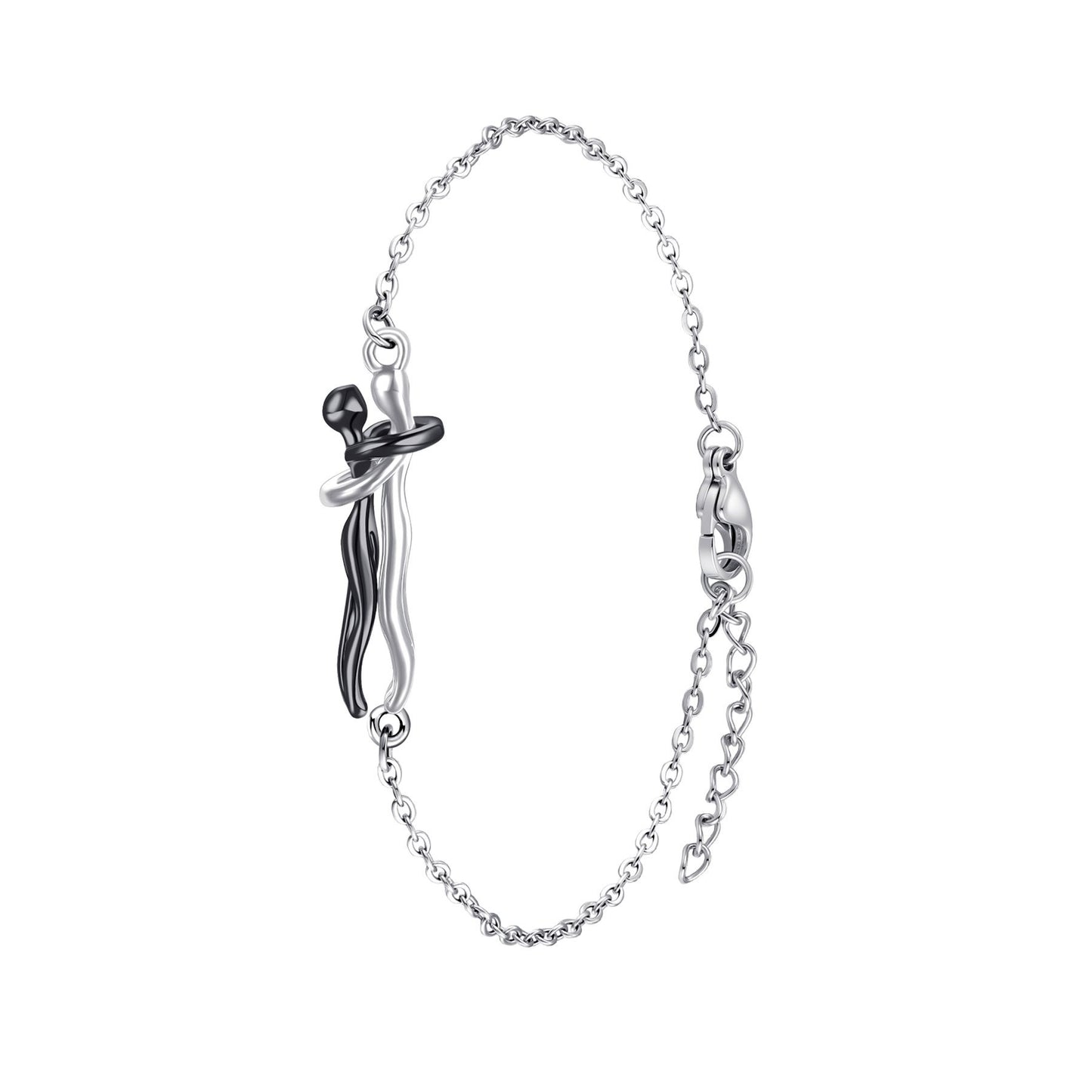 Couple Hug Pendant Necklace in Gold Silver Rose Gold Black