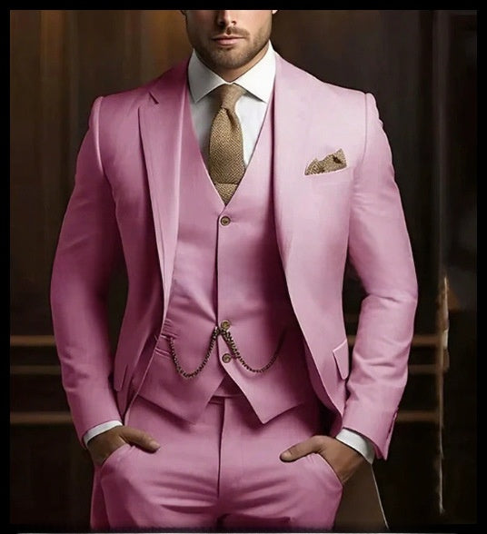 Slim Fit Men's Suit Three-Piece Set