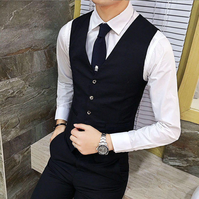 Men's Slim Fit Business Vest, Formal Sleeveless Waistcoat