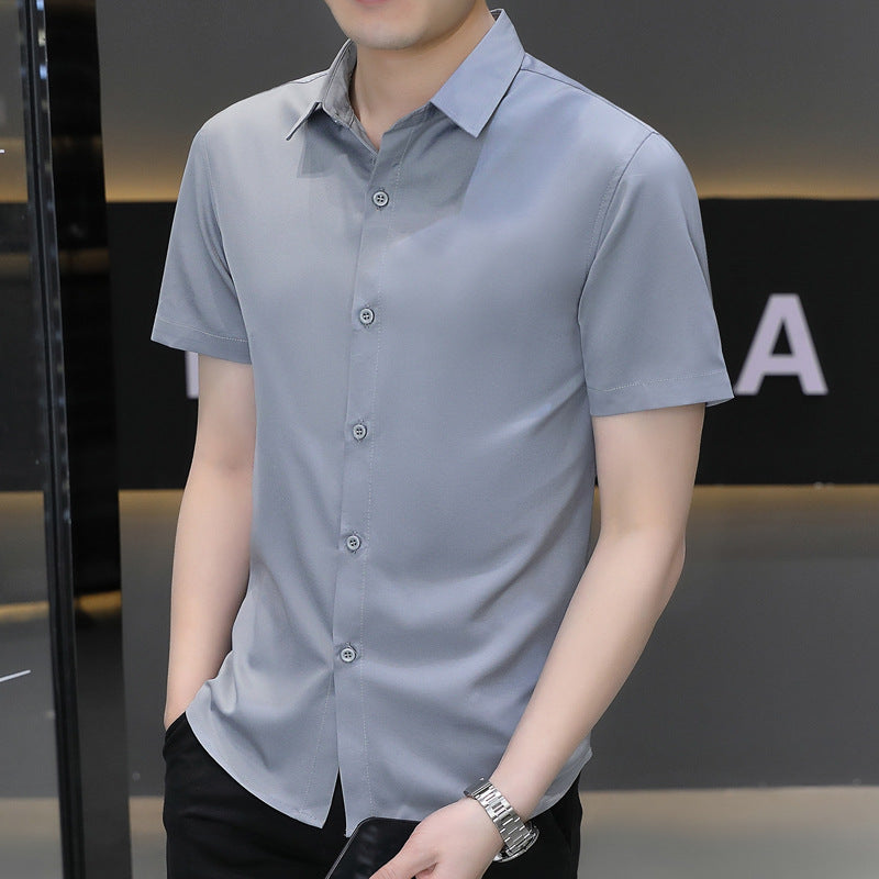 Men's Summer Ice Silk Anti-Wrinkle Long Sleeve Shirt