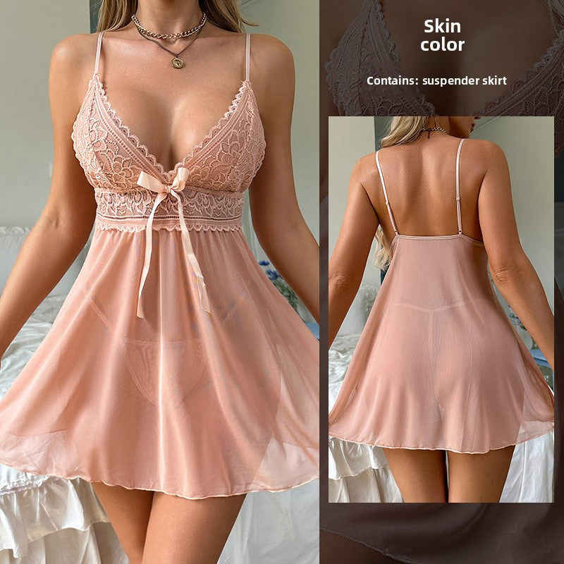 Sexy net-sheer see-through nightgown for women