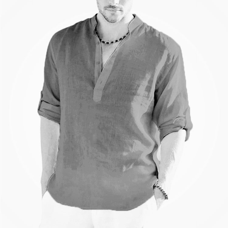 Men's Cotton Linen Long Sleeve T-shirt